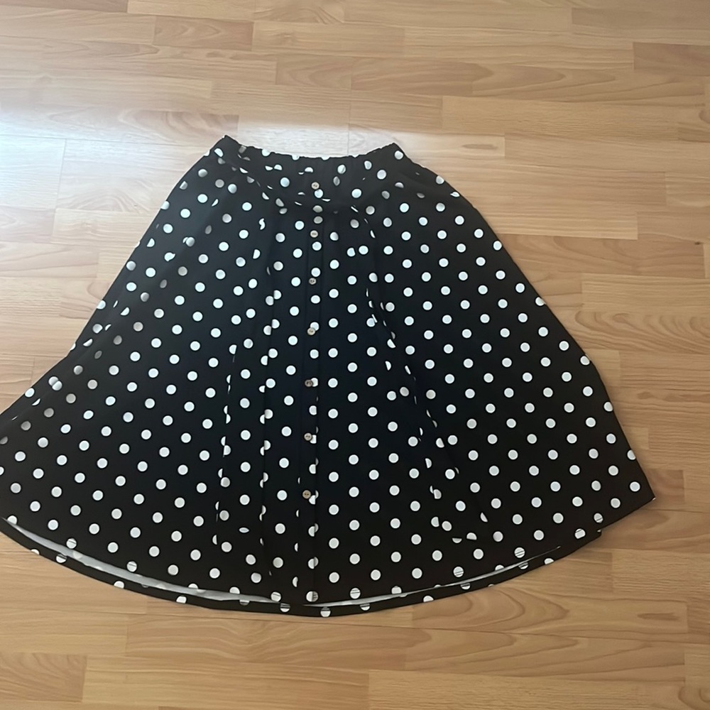 Reborn J Black and White Polka Dot A-Line Skirt 50s style
